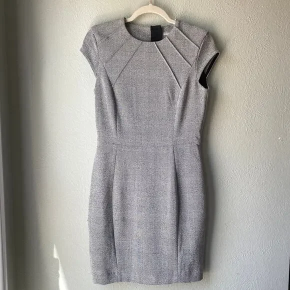 H&M | Dresses | Hm Black And White Textured Knit Cap Sleeve Sheath Dress  Size | Poshmark